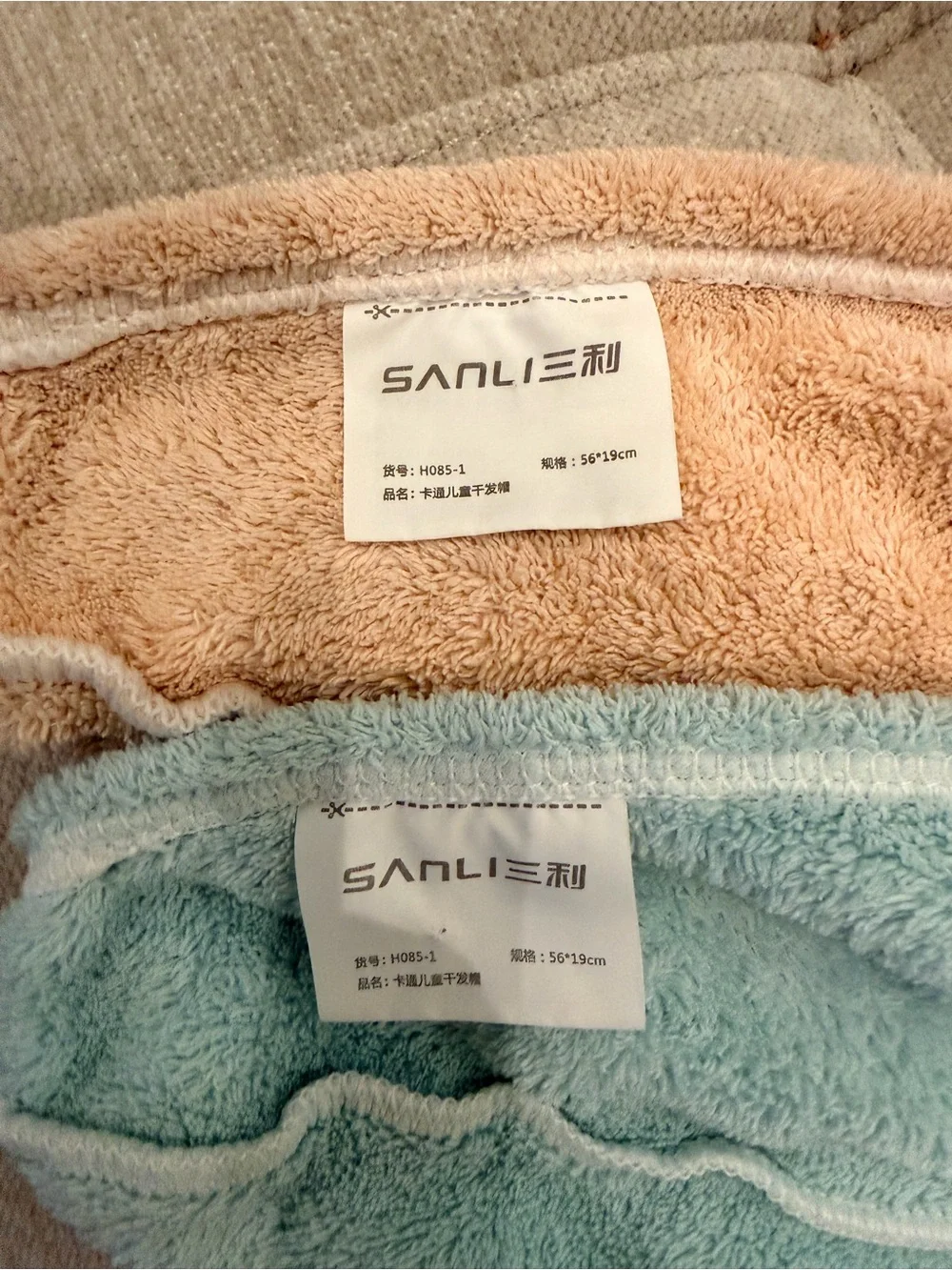 Cute Fox & Panda Hooded Hair Wraps - Peach and Light Blue